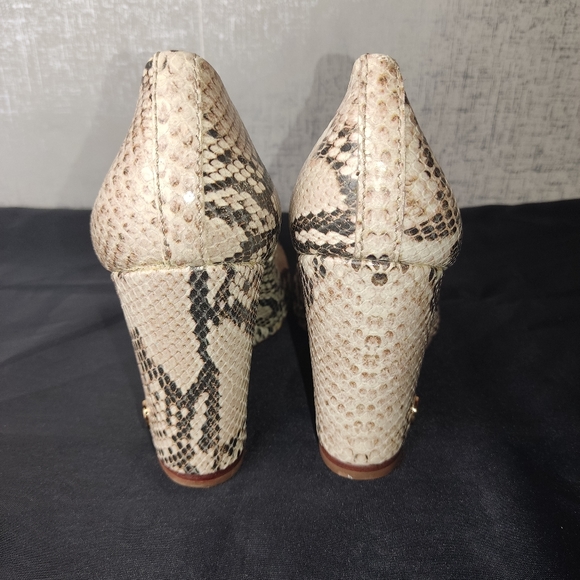 Tory Burch Python Embossed Leather Wedges - Picture 7 of 10